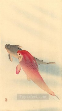 carps Ohara Koson fish Oil Paintings